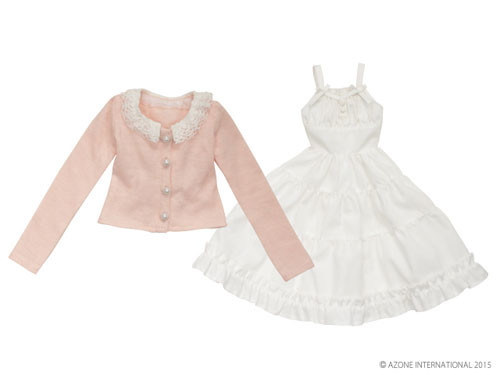 Fluffy Cardigan & Camisole Onepiece Set (Pink × White), Azone, Accessories, 1/3, 4582119980085